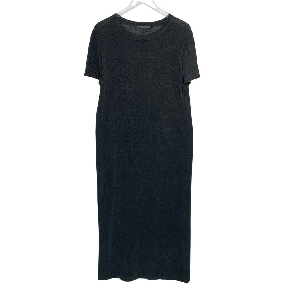 Jenni Kayne 100% Linen Tee Shirt Midi Dress M Washed Black Slinky Breathable
